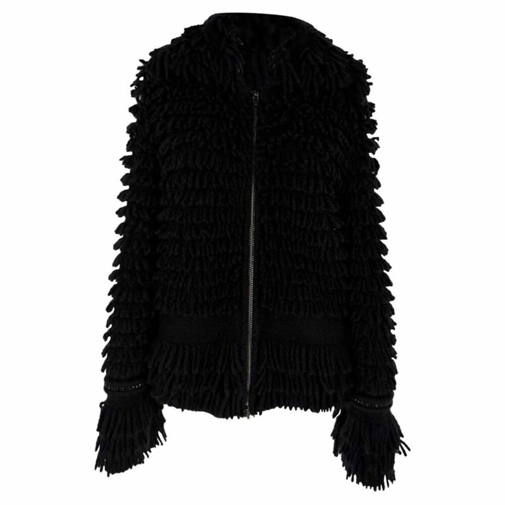 Roberto Cavalli Zip-Up Shearling Jacket in Black Wool